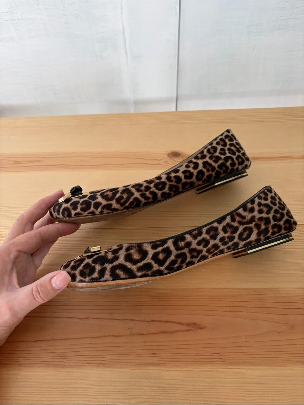 Michael Kors Leopard-Print Ballet Flats with Gold Hardware
